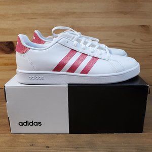 NEW Adidas Grand Court K White Pink Multi Sz